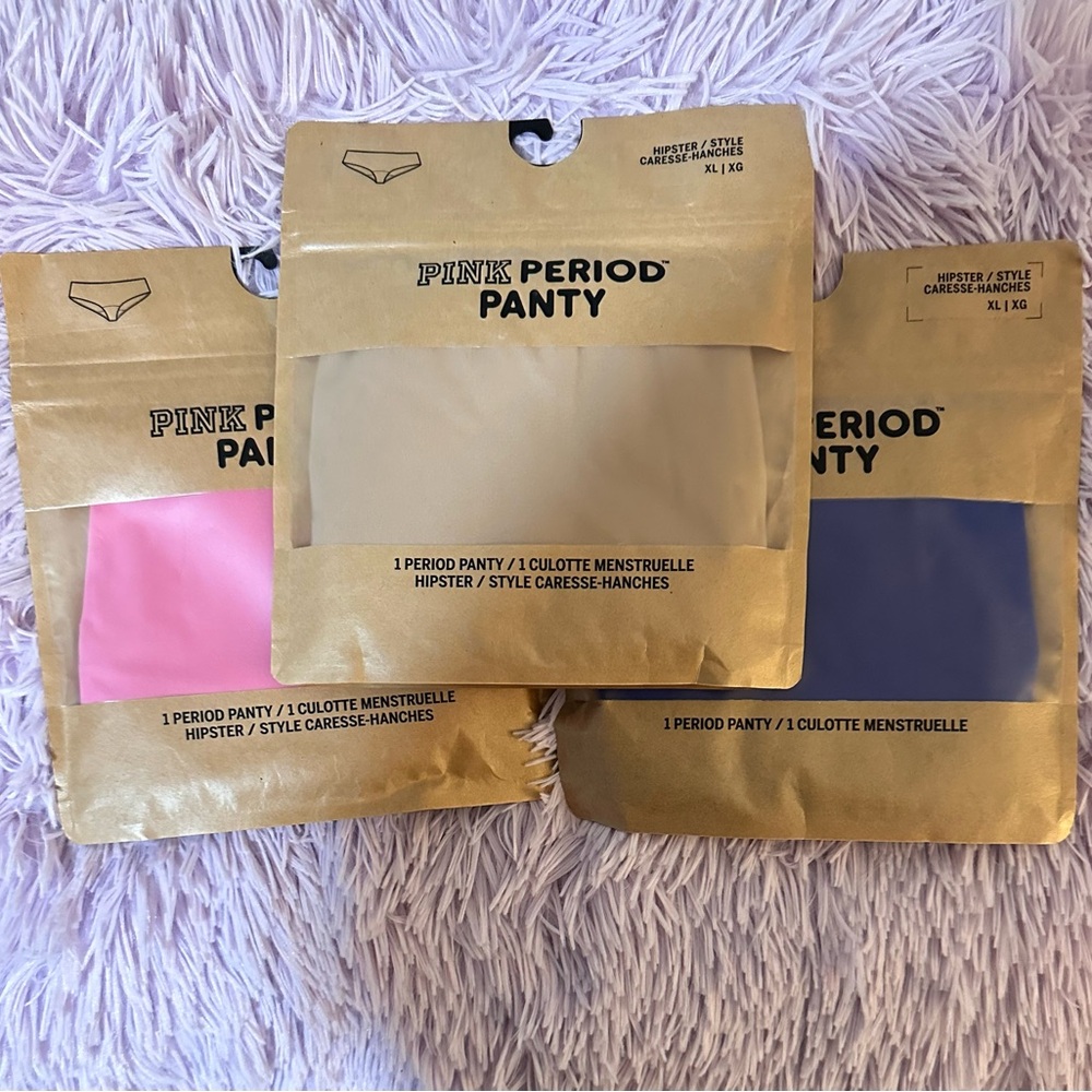 PINK Victoria's Secret Period Panty Trio - Gold, Pink, Blue